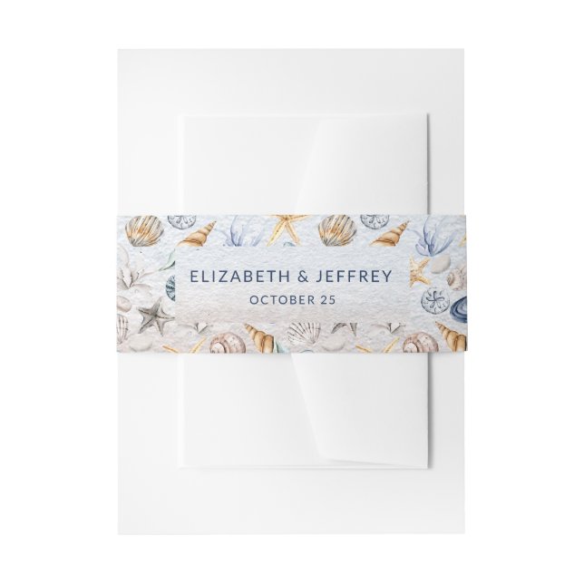 Bandeau De Faire-part Coquillages Rustiques Océan Mer Eté Plage Mariage (Devant example)