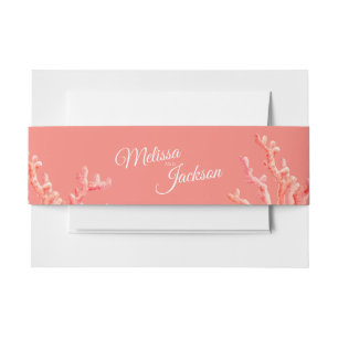 Bandeau De Faire-part Corail aquarelle peinture personnalisée Mariage