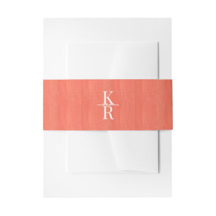 Bandeau De Faire-part corail double monogramme Mariage Bande de ventre