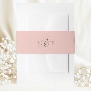 Bandeau De Faire-part Corail doux Élégant simple Mariage Monogramme