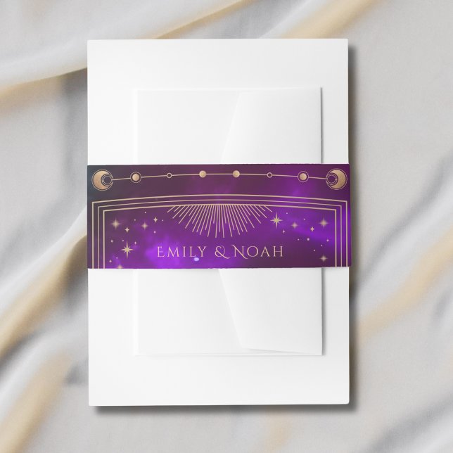 Bandeau De Faire-part Cosmétique violet Turquoise Sun Moon Stars Mariage (Créateur téléchargé)