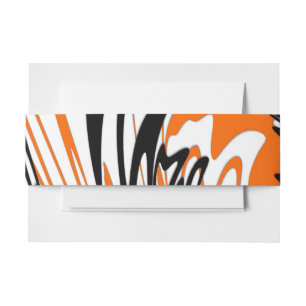 Bandeau De Faire-part Couleurs Bengale Lignes Orange et Noires Ondulées