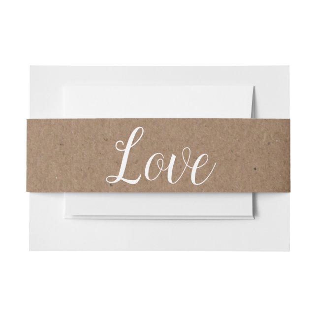 Bandeau De Faire-part Country Love Brown & Blanc Kraft Rustic Mariage (Devant Example)