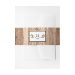 Bandeau De Faire-part Country Rustic Monogram Branche & Mariage bois