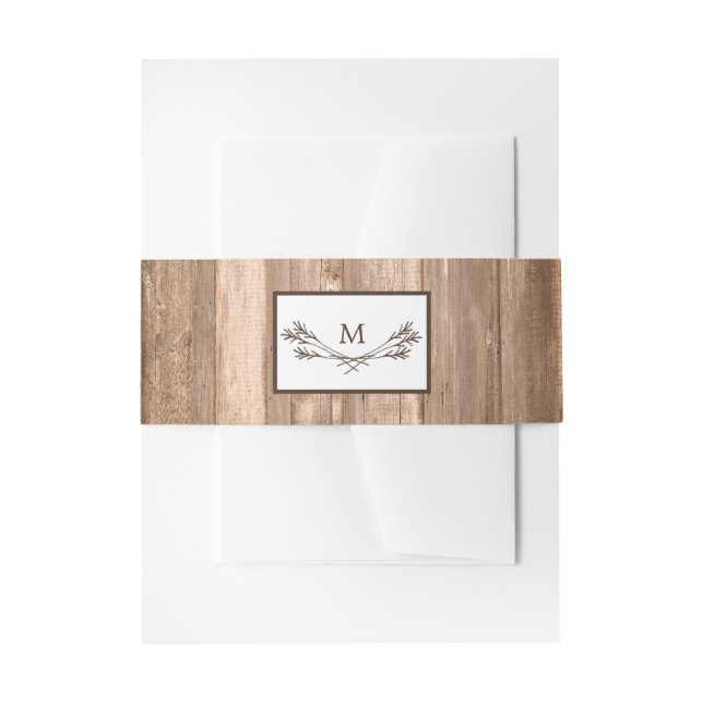Bandeau De Faire-part Country Rustic Monogram Branche & Mariage bois (Devant example)