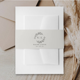 Bandeau De Faire-part Couronne élégante Monogramme Mariage Beige Neutre