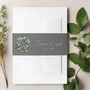 Bandeau De Faire-part Couronne Monogramme Eucalyptus moderne   Gray