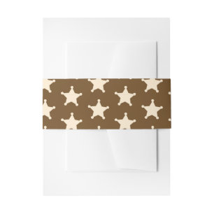 Bandeau De Faire-part Cow-boy Sheriff Blanc Brun Étoiles Rustique Fermie