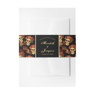 Bandeau De Faire-part Crâne gothique Rouge Rose Noir Halloween Mariage