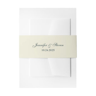 Bandeau De Faire-part Cream et Emerald Green Invitation Belly Band