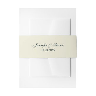 Bandeau De Faire-part Cream et Emerald Green Invitation Belly Band