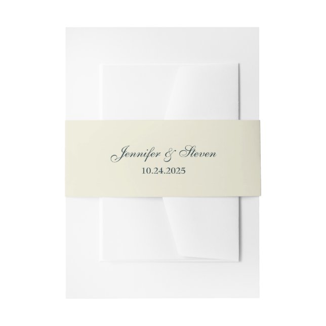 Bandeau De Faire-part Cream et Emerald Green Invitation Belly Band (Devant example)