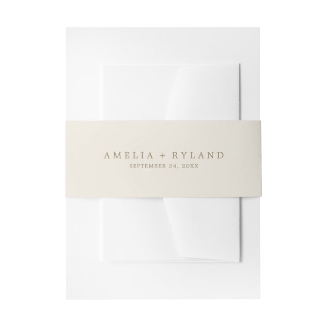 Bandeau De Faire-part Creme et Gold Faire-part de mariage Belly Band (Devant example)