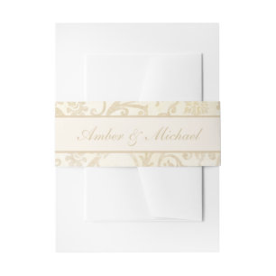 Bandeau De Faire-part Crème florale de damassé et mariage beige