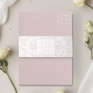 Bandeau De Faire-part Crest Monogram Blush Pink Mariage