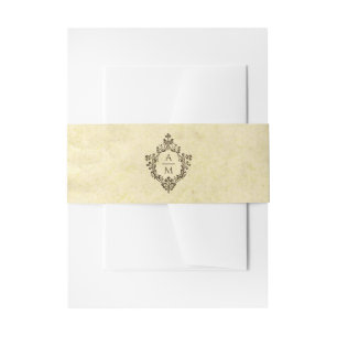 Bandeau De Faire-part Crest Vintage Mariage Monogramme Antique Parchemin