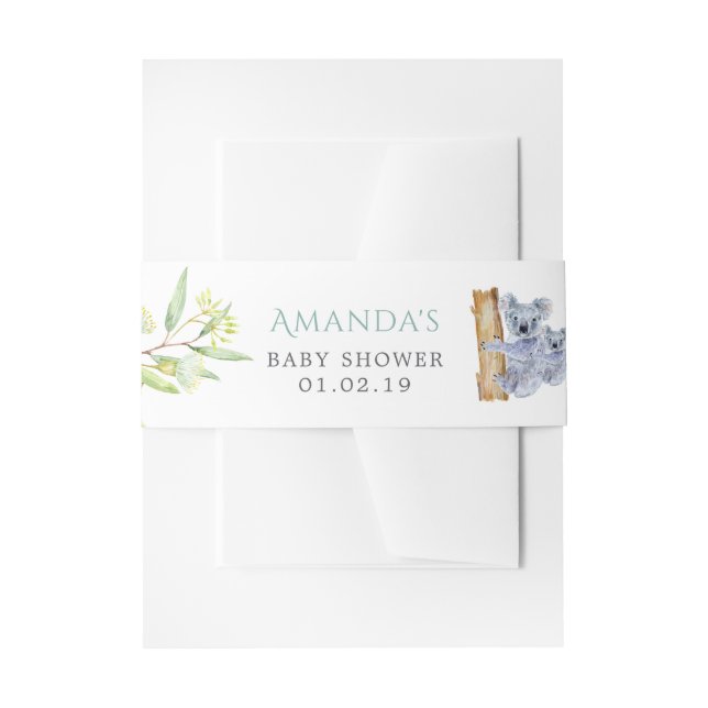 Bandeau De Faire-part Cute Koala Porte Baby shower Feuille Eucalyptus (Devant example)