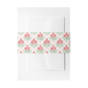 Bandeau De Faire-part Damask de Noël Grandmillennial rouge et vert