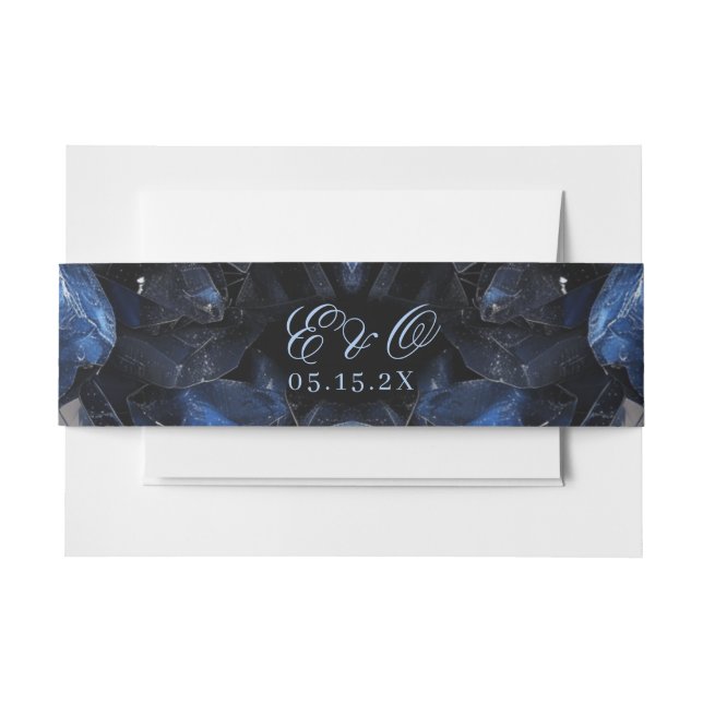 Bandeau De Faire-part Dark Blue Boho Witch Crystals Black Wedding (Devant Example)
