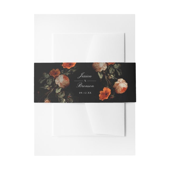 Bandeau De Faire-part Dark Moody Romantic Floral Néerlandais Mariage (Devant example)