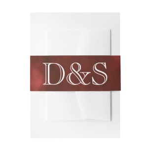 Bandeau De Faire-part Décor géométrique rouge   Mariage Monogramme moder