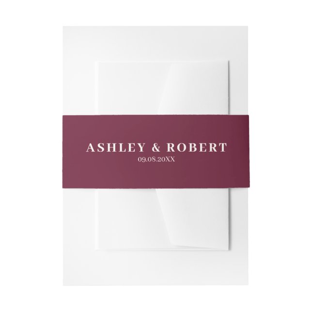 Bandeau De Faire-part Deep Wine Red Modern Wedding Invitation (Devant example)