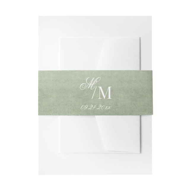 Bandeau De Faire-part Delicate Elegant Minimal Sage Green Wedding (Devant example)