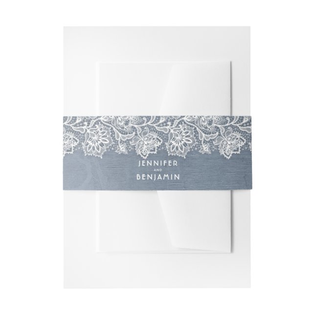 Bandeau De Faire-part Dentelle blanche florale et Mariage bleu poussiére (Devant example)