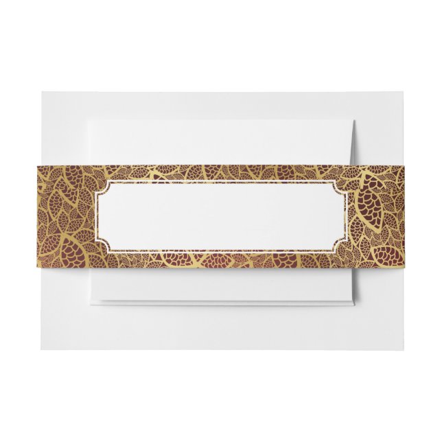 Bandeau De Faire-part Dentelle d'or de feuille sur l'arrière - plan (Devant Example)