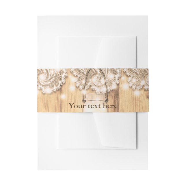 Bandeau De Faire-part Dentelle en bois rustique et Mariage Mason Jar écl (Devant example)