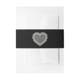 Bandeau De Faire-part Dentelle vintage de mariage Old Money noir et blan