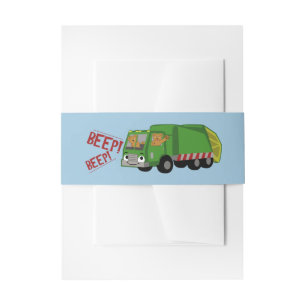 Bandeau De Faire-part Des ours conduisant un camion-poubelle