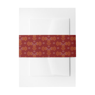 Bandeau De Faire-part Dessin de Pongal Kolam minimal tamoul rouge