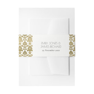 BANDEAU DE FAIRE-PART DOMMASQUE D'OR CLASSIQUE MONOGRAMME DE MOTIFS FLOR