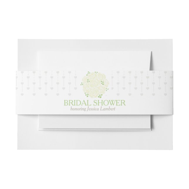 Bandeau De Faire-part Douche nuptiale blanc vert rose coeur gris (Devant Example)