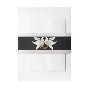 Bandeau De Faire-part Doves & Coeur sur Mariage noir