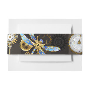 Bandeau De Faire-part Dragonflies de Steampunk sur arrière - plan rayé b