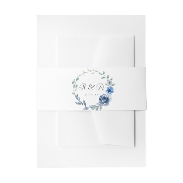 Bandeau De Faire-part Dusty Blue & Blue Green 6 Invitation Belly Band (Devant example)