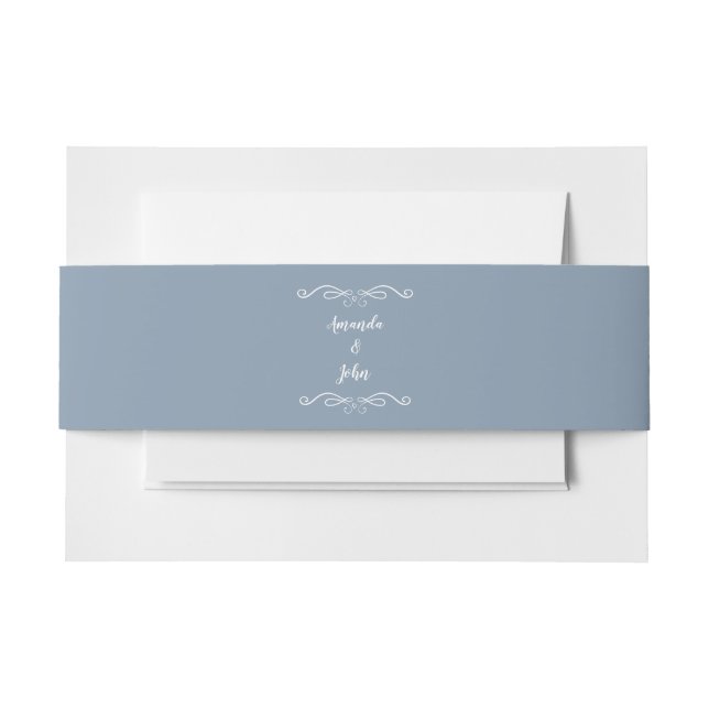 Bandeau De Faire-part Dusty Blue Elegant Calligraphie Solid Chic Mariage (Devant Example)