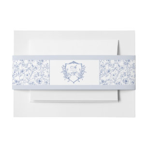 Bandeau De Faire-part Dusty Blue Elegant Rose Vintage Crest Mariage