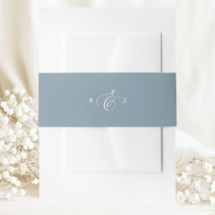 Bandeau De Faire-part Dusty Blue Elegant simple Mariage Monogramme