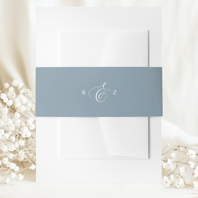 Bandeau De Faire-part Dusty Blue Elegant simple Mariage Monogramme (Créateur téléchargé)