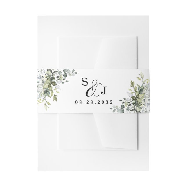 Bandeau De Faire-part Dusty Blue Eucalyptus Greenery Mariage succulent (Devant example)