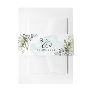 Bandeau De Faire-part Dusty Blue Eucalyptus Vert Mariage Succulent