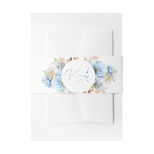 Bandeau De Faire-part Dusty Blue Floral Mariage Monogramme 2