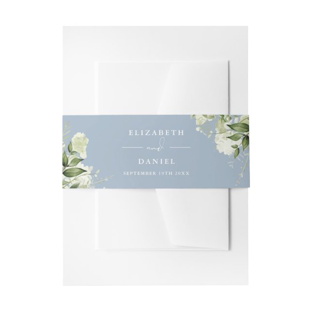 Bandeau De Faire-part Dusty Blue Greenery Floral Mariage (Devant example)