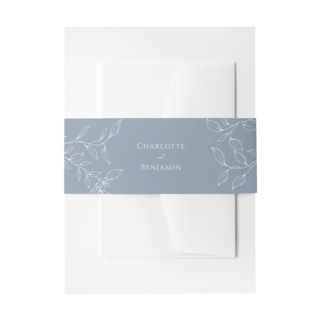 Bandeau De Faire-part Dusty Blue Minimal Mariage feuille (Devant example)