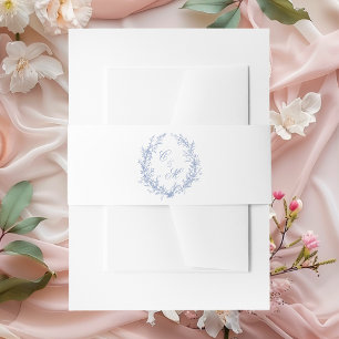 Bandeau De Faire-part Dusty Blue Monogram Mariage de couronne botanique