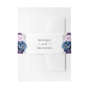 Bandeau De Faire-part Dusty Blue Purple Navy Lilac Blooms Mariage
