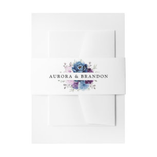 Bandeau De Faire-part Dusty Blue Purple Navy Lilac Blooms Mariage
